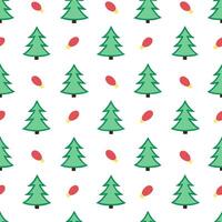 Sparkling Christmas lights and snow covered pine trees seamless tile pattern with festive glow concept as Festive glow with sparkling Christmas lights and snow covered pine trees c Seamless Set vector