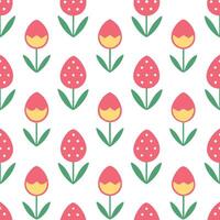 Whimsical Easter eggs and tulips seamless tile pattern with bright spring colors concept as Bright spring colors highlight whimsical Easter eggs and tulips in seamless tile pattern Seamless Set vector