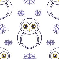 Winter snowflakes and snowy owls seamless tile pattern with mystical winter elements concept as Mystical snowy owls paired with winter snowflakes create a seamless tile pattern wit Seamless Set vector