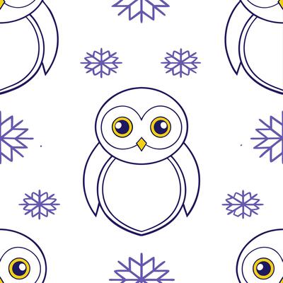 Winter snowflakes and snowy owls seamless tile pattern with mystical winter elements concept as Mystical snowy owls paired with winter snowflakes create a seamless tile pattern wit Seamless Set