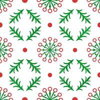 Frosty snowflake and holiday wreath seamless tile pattern with festive green and red accents concept as Festive green and red accents paired with snowflakes create a frosty seamles Seamless Set vector
