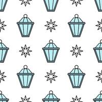 Frosty snowflake and ice lantern seamless tile pattern with shimmering winter accents concept as Shimmering ice lanterns paired with snowflakes create a frosty seamless tile patter Seamless Set vector