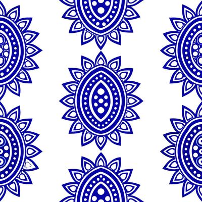 Persian paisleys and geometric patterns seamless tile pattern with rich blue hues concept as Rich blue hues highlight Persian paisleys intertwined with geometric patterns in seamle Seamless Set