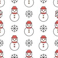 Whimsical snowmen and candy canes seamless tile pattern with playful holiday elements concept as Playful snowmen and candy canes create whimsical seamless tile pattern with festive Seamless Set vector