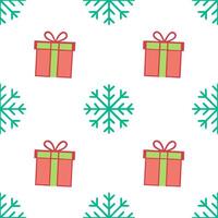Frosty snowflake and holiday present seamless tile pattern with colorful gift elements concept as Colorful holiday presents paired with frosty snowflakes create a seamless tile pat Seamless Set vector