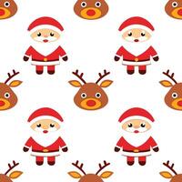 Joyful Santa Claus and reindeer seamless tile pattern with vibrant holiday colors concept as Santa Claus and reindeer bring joy with vibrant holiday colors in seamless tile pattern Seamless Set vector