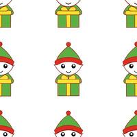 Whimsical Christmas elves and gifts seamless tile pattern with playful holiday vibes concept as Playful Christmas elves and gifts create whimsical seamless tile pattern with festiv Seamless Set vector