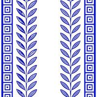 Greek meander patterns and olive branches seamless tile pattern with classic blue and white tones concept as Classic blue and white tones highlight Greek meander patterns intertwin Seamless Set 3 vector