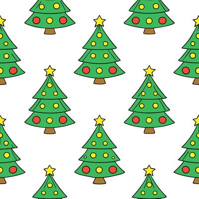 Festive Christmas tree seamless tile pattern with colorful ornaments and twinkling lights concept as Colorful ornaments and twinkling lights adorn festive Christmas trees in seamle Seamless Set