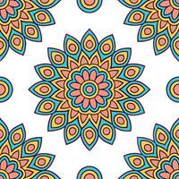 Indian mandala patterns and peacocks seamless tile pattern with vibrant colors and intricate designs concept as Vibrant colors highlight Indian mandala patterns intertwined with pe Seamless Set vector
