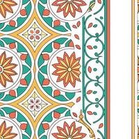 Middle Eastern arabesque and mosaic patterns seamless tile pattern with vibrant colors concept as Vibrant colors highlight Middle Eastern arabesque and mosaic patterns in seamless Seamless Set vector