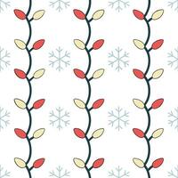 Twinkling fairy lights and snowflakes seamless tile pattern with festive sparkle concept as Twinkling fairy lights intertwined with snowflakes create a seamless tile pattern with f Seamless Set vector