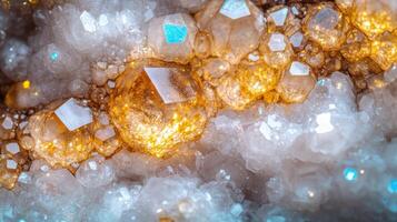 Close-up of shimmering crystalline minerals. photo