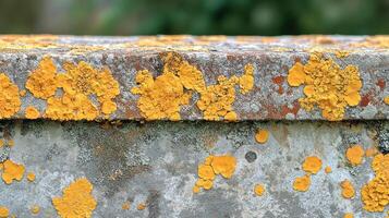 Close-up of lichen on a weathered surface. photo
