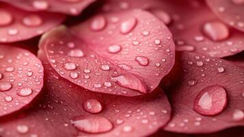 Close-up of pink rose petals with water droplets. photo