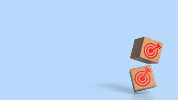 Wood cube and Blue eye target for Business concept 3d Rendering . photo