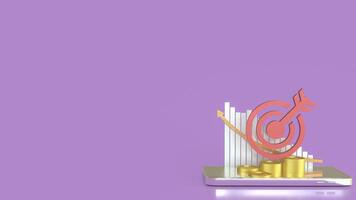 Target and chart on mobile for Business concept 3d Rendering. . photo