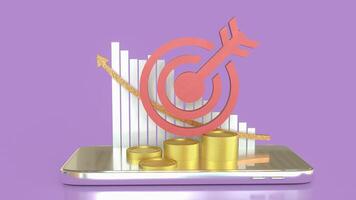 The Target and chart on mobile for Business concept 3d Rendering. photo