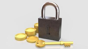 Master key and lock for security or Business concept 3d Rendering. photo