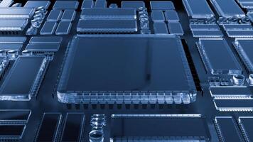 PCB Board on Black background for technology concept 3d Rendering . photo