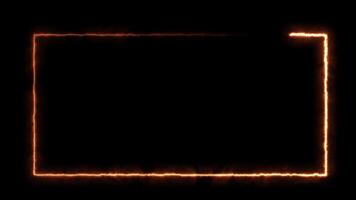looping motion animation, rectangular frame with burning light effect, 4k resolution footage video