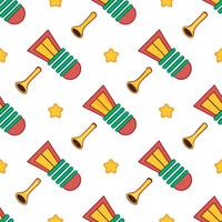 Local festivals and traditional instruments seamless tile pattern with vibrant colors and dynamic shapes concept as Vibrant colors and dynamic shapes highlight local festivals and Seamless Set vector