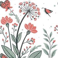 Retro spring floral seamless pattern with vintage colors for timeless interiors concept as Nostalgic spring flowers and colors seamlessly patterned for vintage style interior desig Seamless Set vector