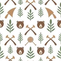 Local wildlife and traditional hunting tools seamless tile pattern with earthy and natural tones concept as Earthy and natural tones highlight local wildlife and traditional huntin Seamless Set vector