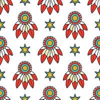 Native folklore characters and symbolic motifs seamless tile pattern with vibrant colors concept as Vibrant colors highlight native folklore characters and symbolic motifs in seaml Seamless Set vector