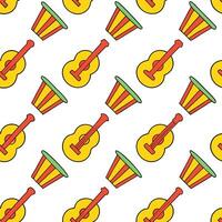 Local festivals and traditional music instruments seamless tile pattern with vibrant colors and dynamic shapes concept as Vibrant colors and dynamic shapes highlight local festival Seamless Set vector