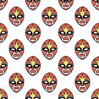 Traditional masks and symbolic patterns seamless tile pattern with bold colors concept as Bold colors highlight traditional masks and symbolic patterns in seamless tile pattern in Seamless Set vector