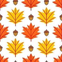 Vibrant autumn trees seamless tile pattern with colorful leaves and acorns for lively fall spaces concept as Colorful autumn leaves and acorns arranged seamlessly to create lively Seamless Set vector