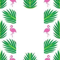 Refreshing summer seamless pattern with tropical palm leaves and flamingos for a lively tropical vibe concept as Tropical palm leaves and flamingos arranged in a seamless pattern f Seamless Set vector