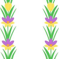 Bright and fresh spring pastel seamless pattern with crocuses and daffodils for lively outdoor spaces concept as Fresh crocuses and daffodils arranged in bright pastel colors for l Seamless Set vector