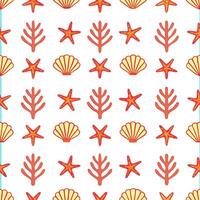 Ocean inspired summer seamless tile pattern with coral reefs and sea creatures for coastal decor concept as Coral reefs and sea creatures arranged in a seamless pattern perfect for Seamless Set vector