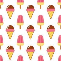 Hot summer seamless pattern with ice cream cones and popsicles for a sweet playful vibe concept as Ice cream cones and popsicles arranged in a seamless pattern for a playful and sw Seamless Set vector