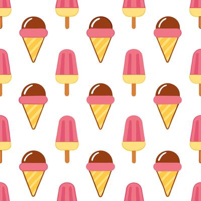 Hot summer seamless pattern with ice cream cones and popsicles for a sweet playful vibe concept as Ice cream cones and popsicles arranged in a seamless pattern for a playful and sw Seamless Set