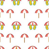 Warm summer seamless tile pattern with beach umbrellas and sandals for sunny vacation spots concept as Beach umbrellas and sandals in a seamless tile pattern designed for sunny vac Seamless Set vector