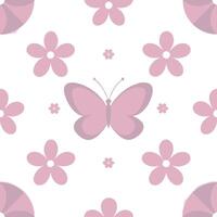 Spring pastel seamless pattern with delicate butterflies and flowers for whimsical garden decor concept as Soft butterflies and pastel flowers arranged seamlessly for a whimsical a Seamless Set vector
