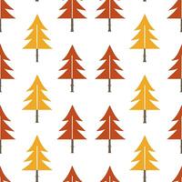 Rustic autumn trees seamless tile pattern with pine and birch for country inspired interiors concept as Pine and birch trees arranged seamlessly to create rustic and country inspir Seamless Set vector