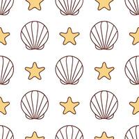 Beachy summer seamless tile pattern with seashells and sand dunes for coastal living spaces concept as Seashells and sand dunes arranged in a seamless pattern perfect for bringing Seamless Set vector