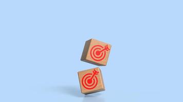 Wood cube and Blue eye target for Business concept 3d Rendering. . photo