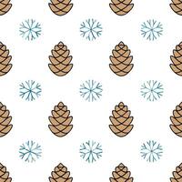 Snowy pine seamless tile pattern with pinecones and snowflakes for nature inspired winter decor concept as Pinecones and snowflakes arranged seamlessly to create nature inspired sn Seamless Set vector