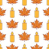 Autumn warmth seamless tile pattern with candles and falling leaves for intimate home decor concept as Candles and falling autumn leaves arranged seamlessly to create intimate and Seamless Set vector