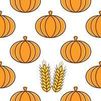 Autumn warmth seamless tile pattern with harvest pumpkins and golden wheat for rustic home accents concept as Harvest pumpkins and golden wheat arranged seamlessly to create rustic Seamless Set vector