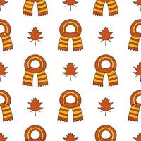 Autumn warmth seamless tile pattern with scarves and autumn foliage for stylish fall decor concept as Scarves and autumn foliage arranged seamlessly to create stylish and warm fall Seamless Set vector