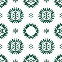 Winter warmth seamless tile pattern with evergreen wreaths and snowflakes for festive winter decor concept as Evergreen wreaths and snowflakes arranged seamlessly to create festive Seamless Set vector