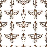 Native American totem poles and feathers seamless tile pattern with earthy tones and cultural motifs for authentic decor concept as Earthy toned Native American totem poles and fea Seamless Set vector