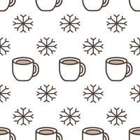 Winter warmth seamless tile pattern with hot cocoa and snowflakes for cozy kitchen decor concept as Hot cocoa and snowflakes arranged seamlessly to create cozy and warm winter kitc Seamless Set vector