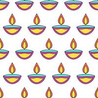 Diwali lamps seamless tile pattern with colorful diyas and vibrant lights for festive home decor concept as Colorful diyas and vibrant lights arranged seamlessly to create festive Seamless Set vector